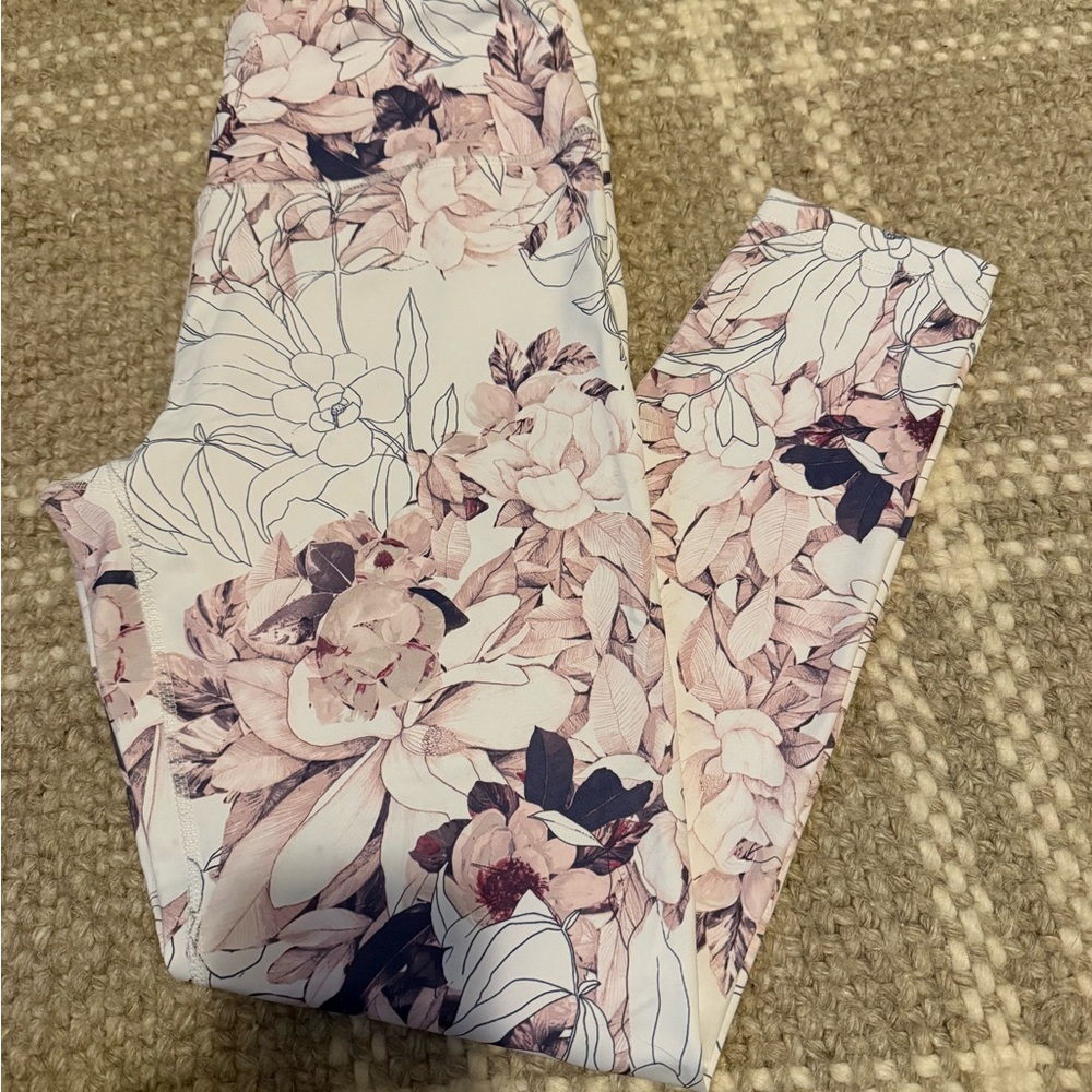 Apana Pink and Cream Floral Leggings